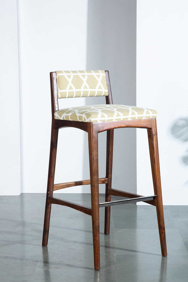 Solid Wood Bar Stool | Backrest High Chair for Dining & Bar Counter