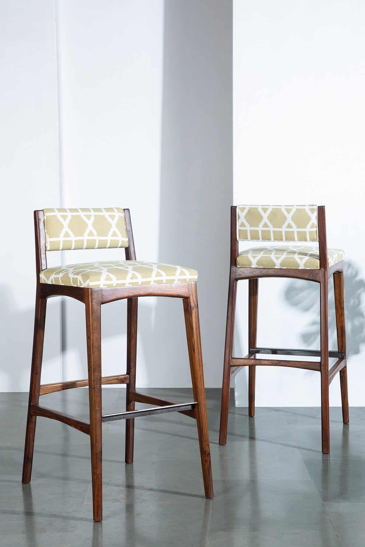 Solid Wood Bar Stool | Backrest High Chair for Dining & Bar Counter