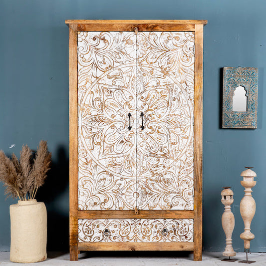 Luxury Carved Storage Cabinet with Intricate Wooden Detailing
