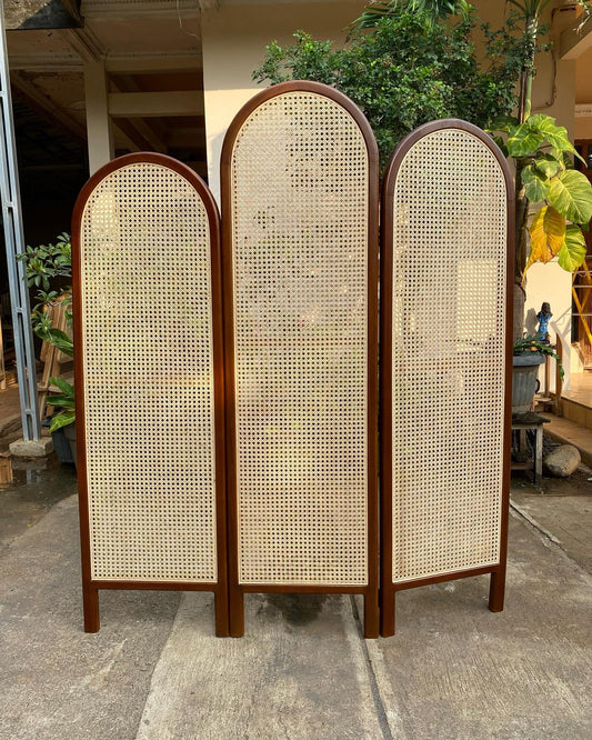Handcrafted Wooden Cane Screen | Room Divider & Partition
