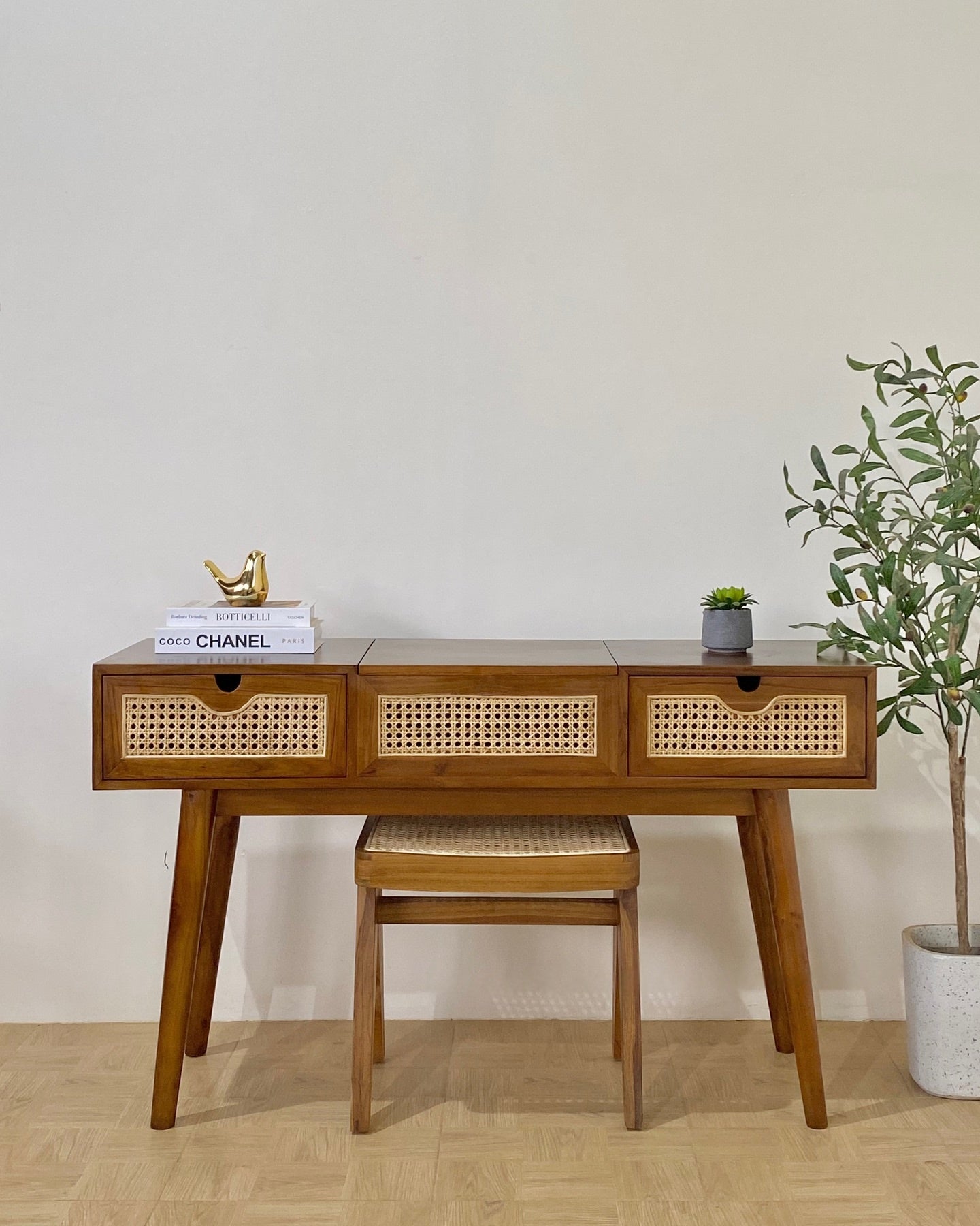Wooden Dressing Unit with Mirror & Storage | Handcrafted Vanity Table