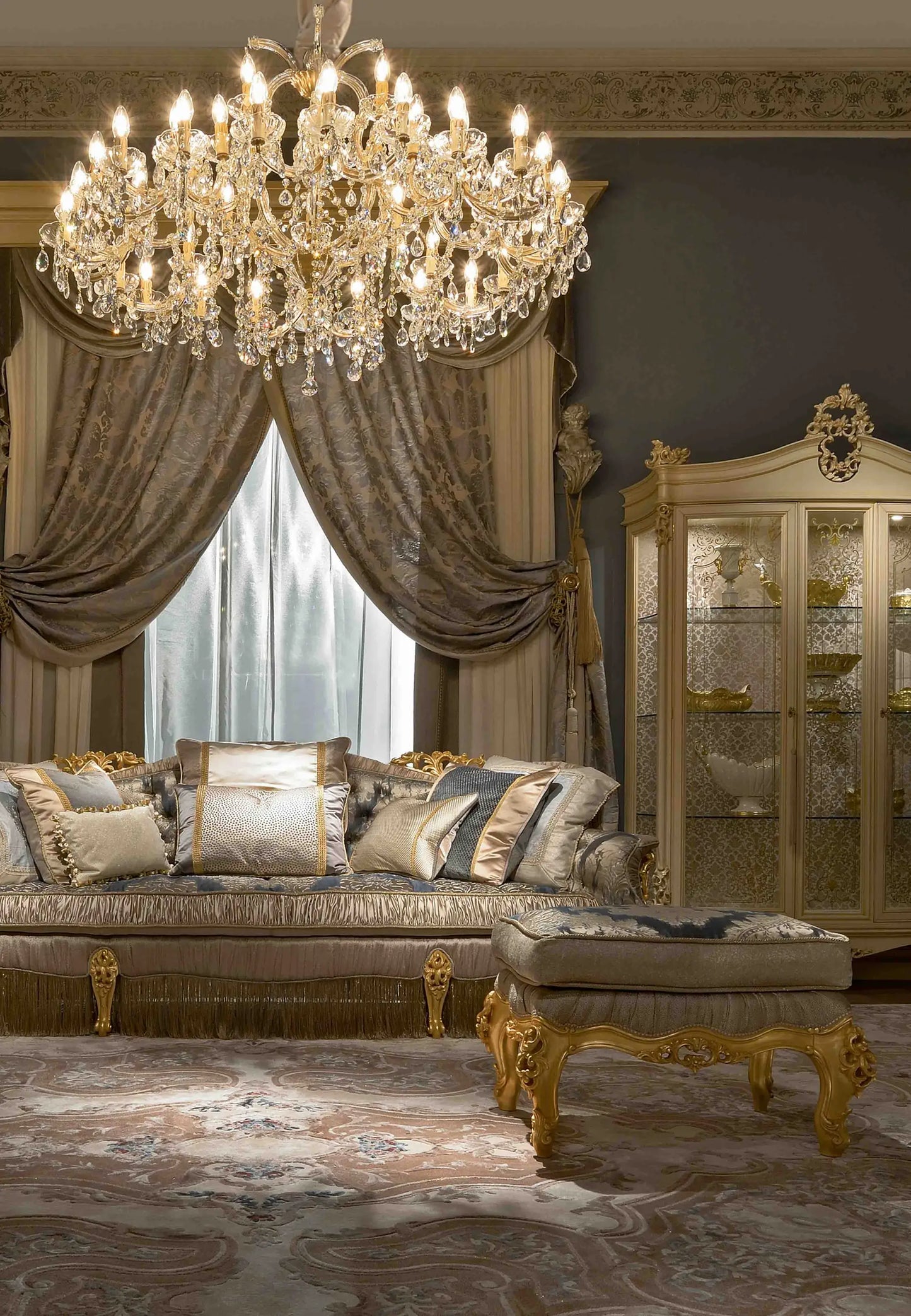 Luxury Handcrafted Carved Sofa Set with Royal Wooden Frame