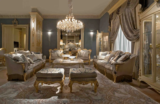 Luxury Handcrafted Carved Sofa Set with Royal Wooden Frame