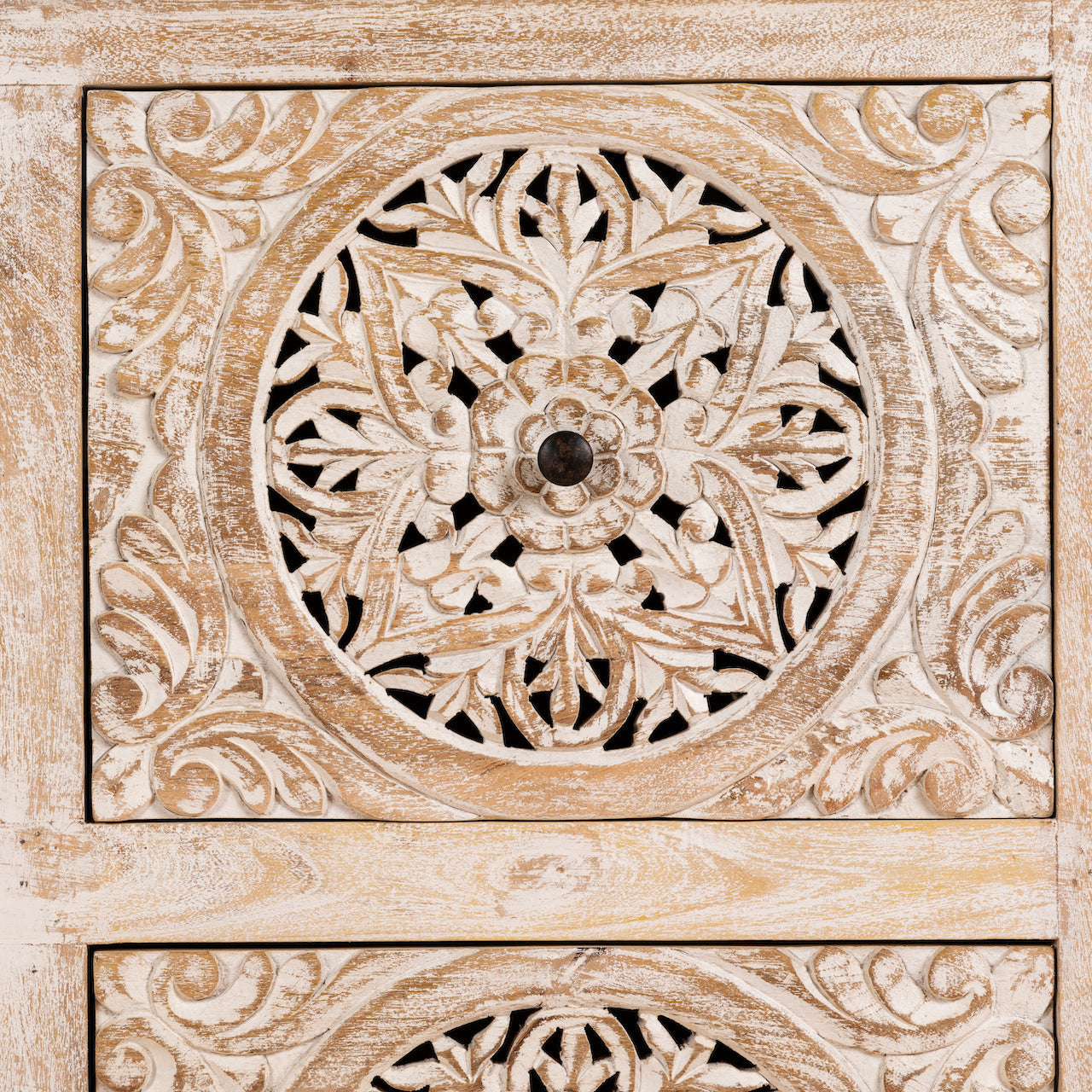 Elegant Carved Wooden Storage Cabinet with Antique Detailing