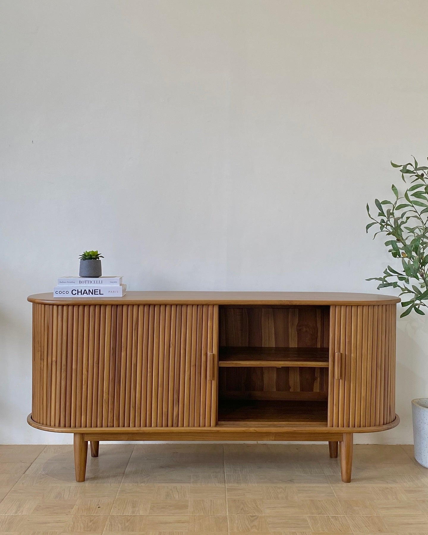 Handcrafted Wooden TV Cabinet – Media Console with Drawers