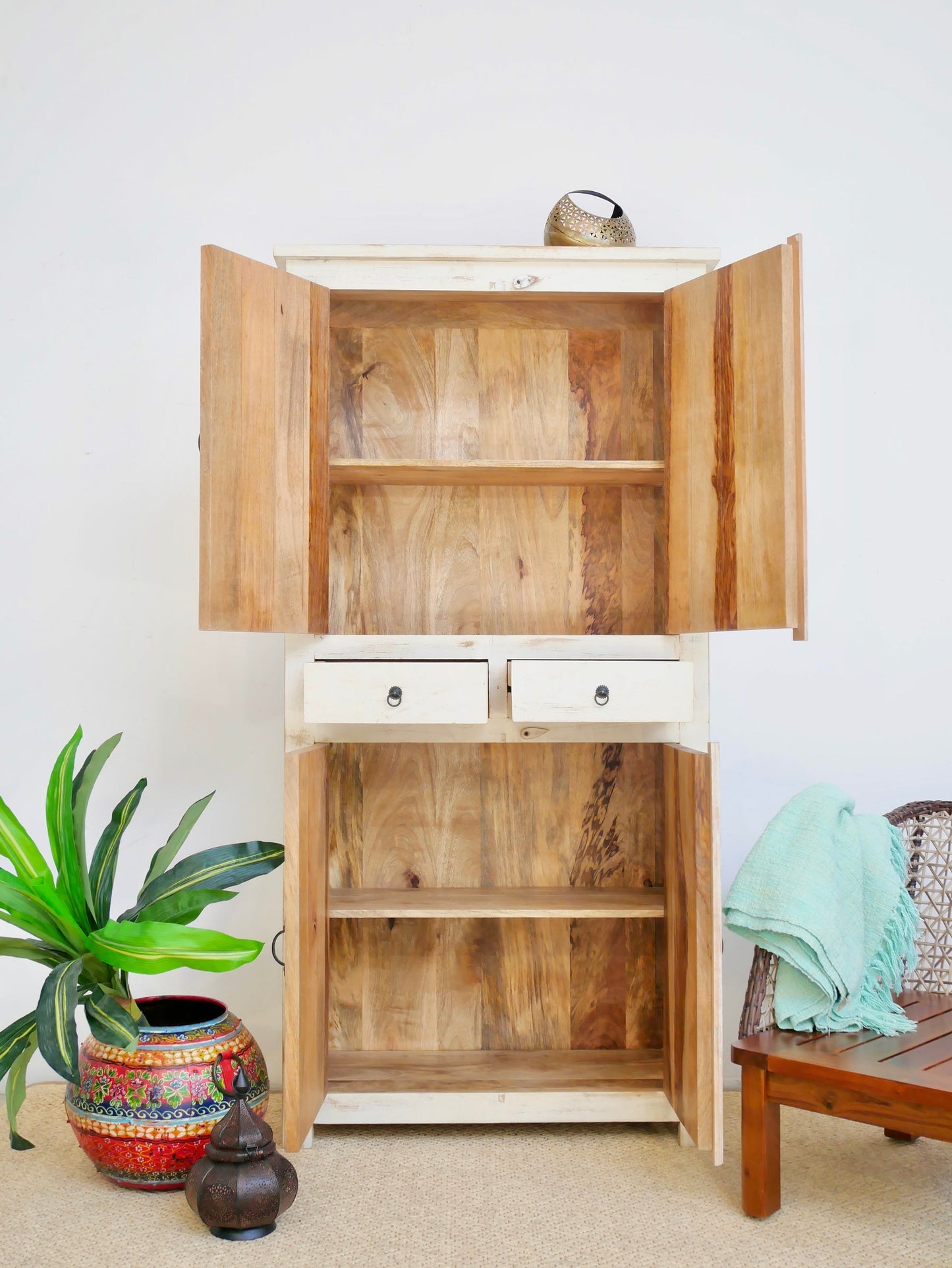 Classic Wooden Storage Unit with Antique Carved Style