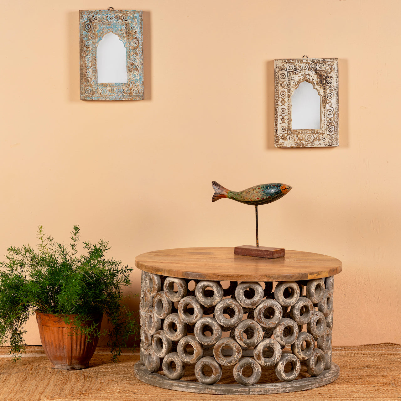 Handcrafted Carved Coffee Table | Wooden Center Table