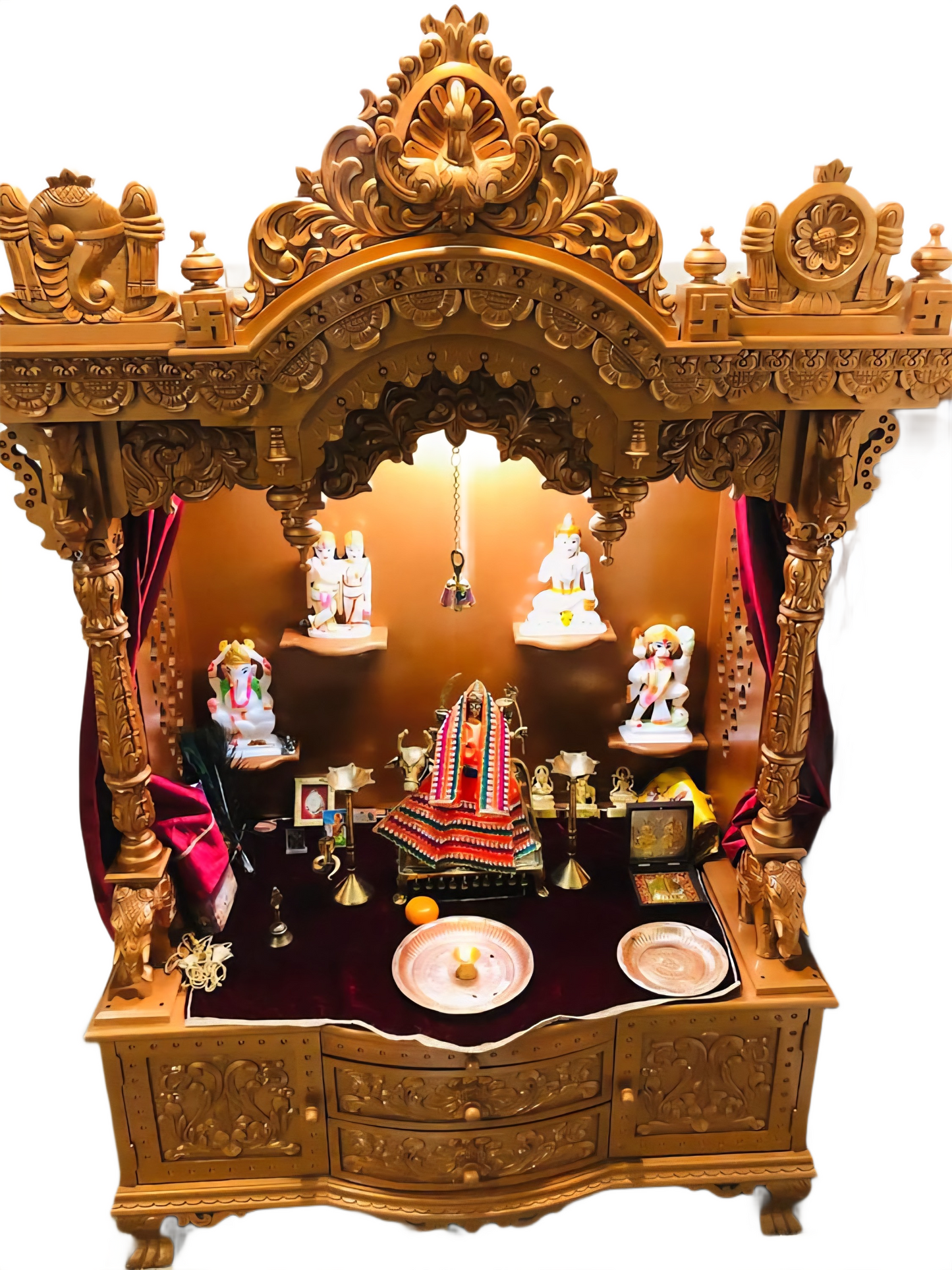 Elegant Solid Wood Temple for Spiritual Spaces