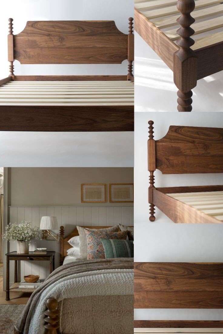 Modern Wooden Poster Bed | Solid Wood Bed