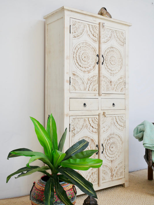 Classic Wooden Storage Unit with Antique Carved Style