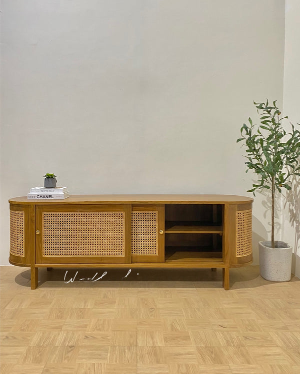 Solid Wood TV Unit with Storage for Living Room