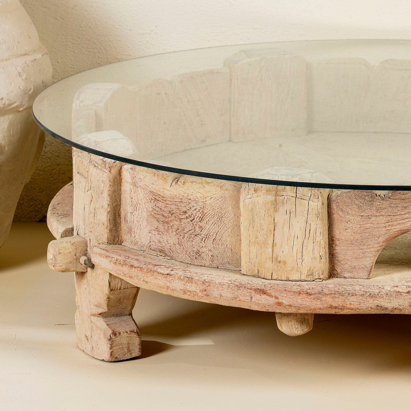 Designer Hand-Carved Wooden Center Table with Classic Finish