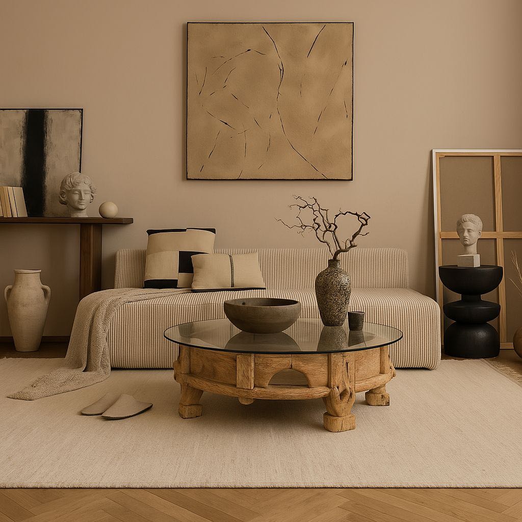 Designer Hand-Carved Wooden Center Table with Classic Finish