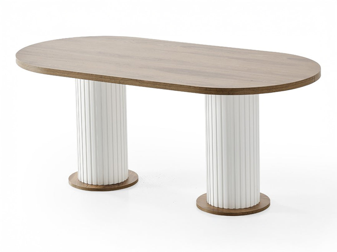 Modern Wooden Dining Table Set with Upholstered Chairs