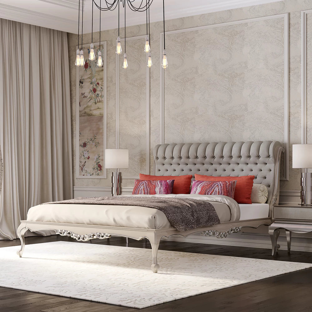 Royal Style Carved Bed with Antique Wooden Frame