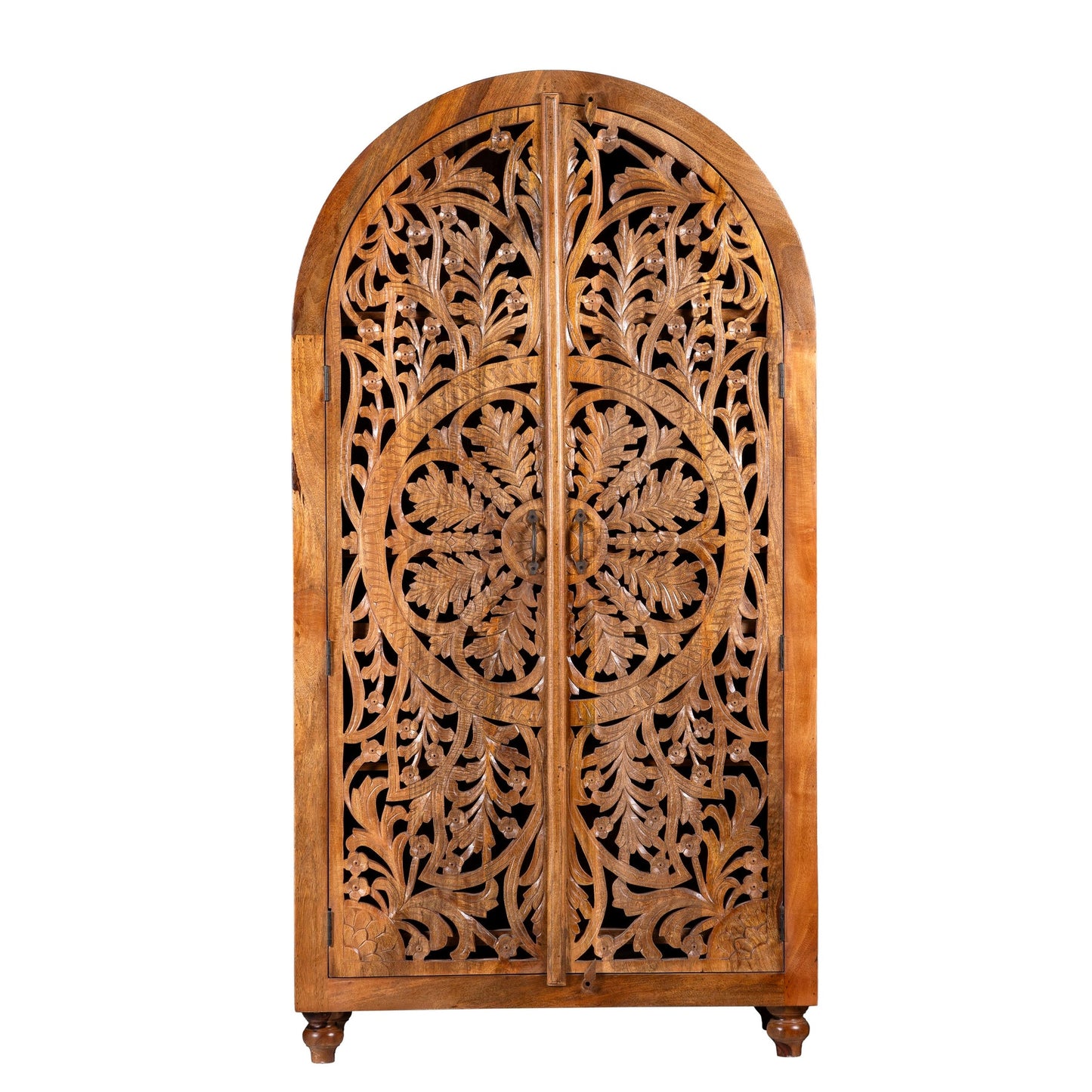 Elegant Handcrafted Carved Wooden Storage Cabinet