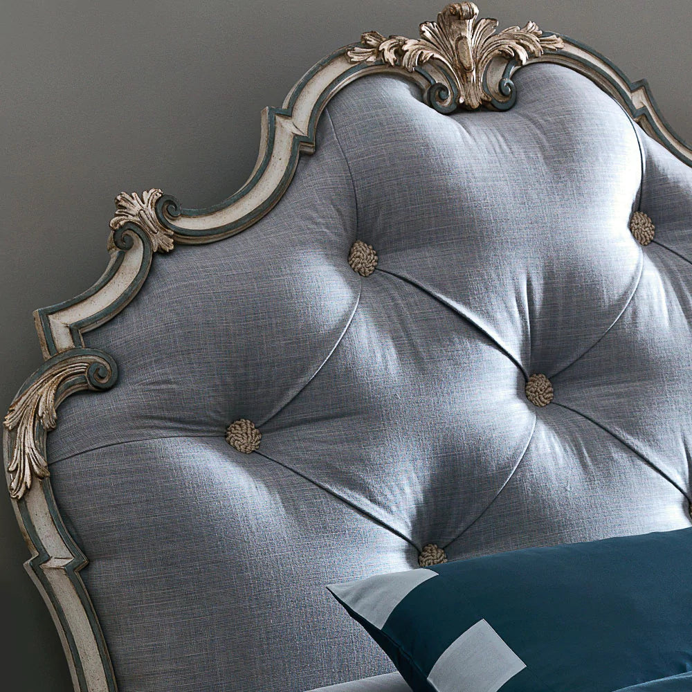 Hand-Carved Wooden Bed with Royal-Inspired Headboard