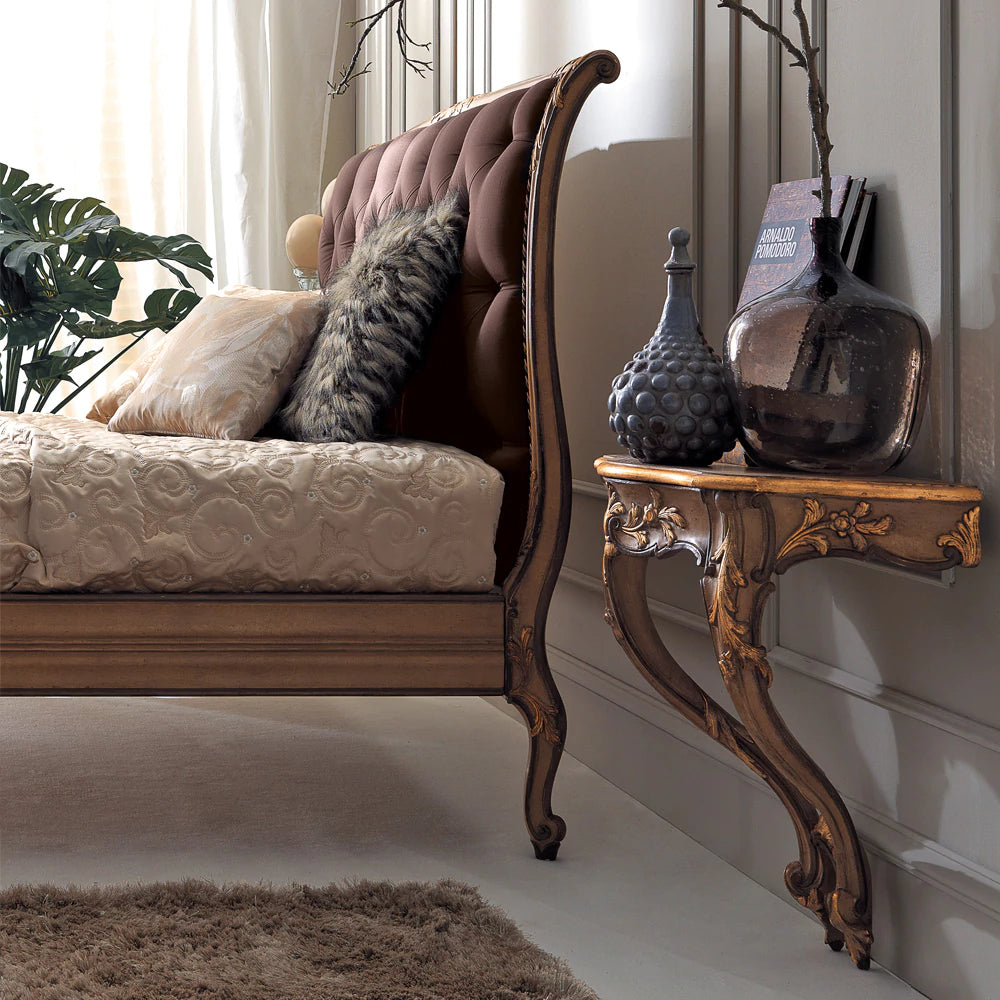 Antique Wooden Bed with Hand Elegance