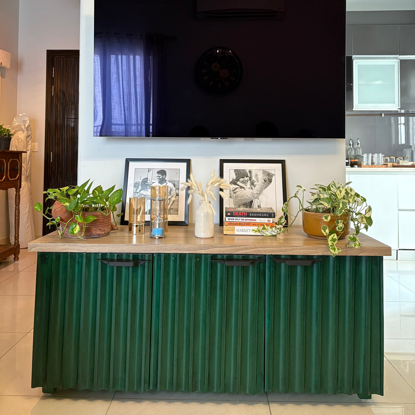 Wooden Entertainment Table -  TV unit Console with Storage