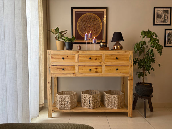 Modern Wooden Console Unit | Minimalist Console Table with Storage for Living Room & Entryway