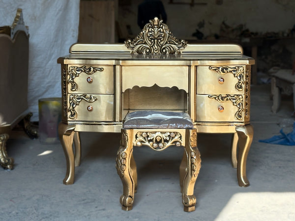 Premium Solid Wood Dressing Table with Mirror & Storage