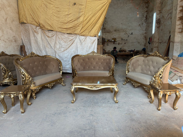 Royal Maharaja Style Wooden Sofa Set | Antique Carving Design
