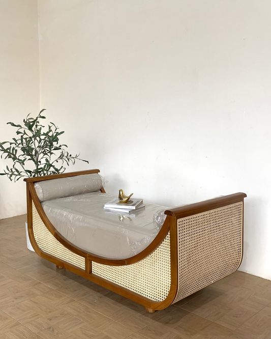 Natural Rattan Wooden Bench for Entryway & Foyer