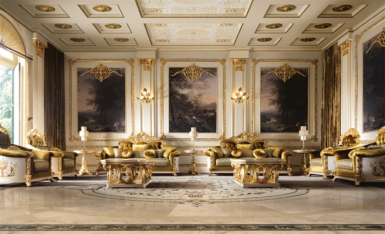 Handcrafted Antique Sofa Set with Ornate Wooden Carvings