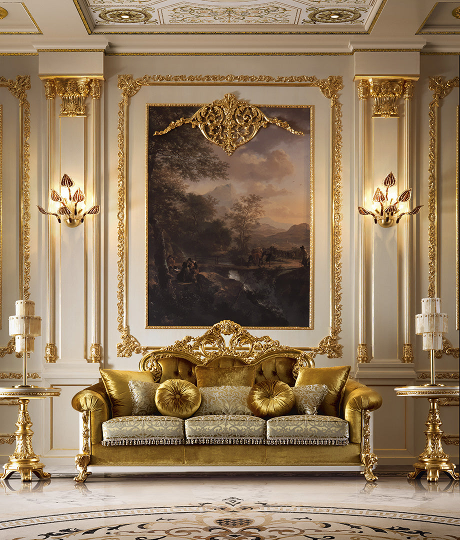 Handcrafted Antique Sofa Set with Ornate Wooden Carvings