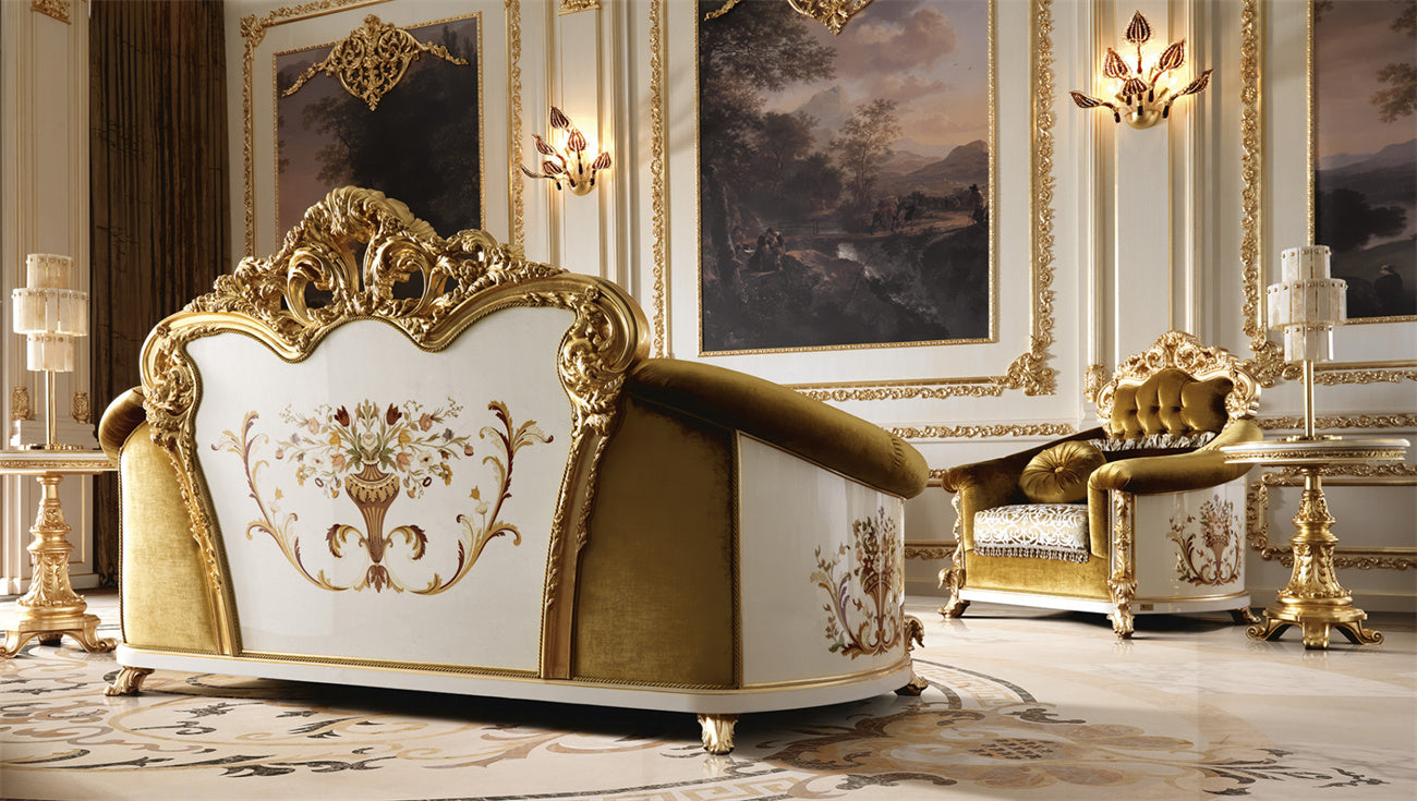 Handcrafted Antique Sofa Set with Ornate Wooden Carvings