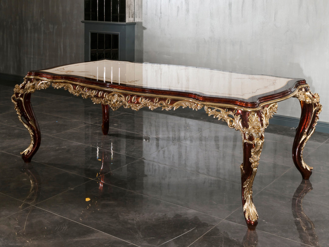 Artisan-Made Royal Wooden Dining Set with Rich Detailing and Classic Finish