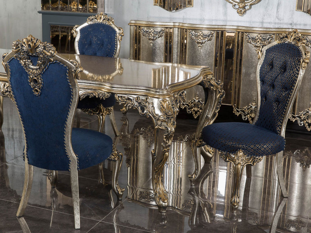 Traditional Indian Carved Wooden Dining Table Set – Premium Home Décor