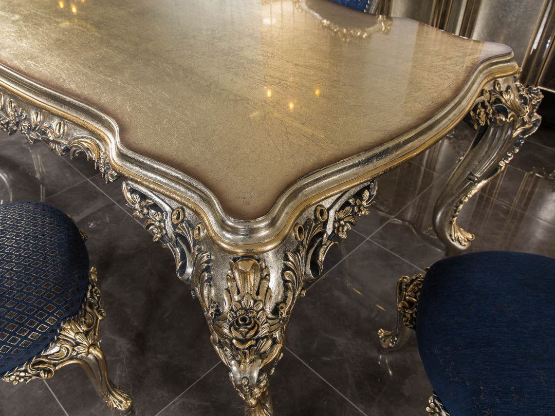 Traditional Indian Carved Wooden Dining Table Set – Premium Home Décor