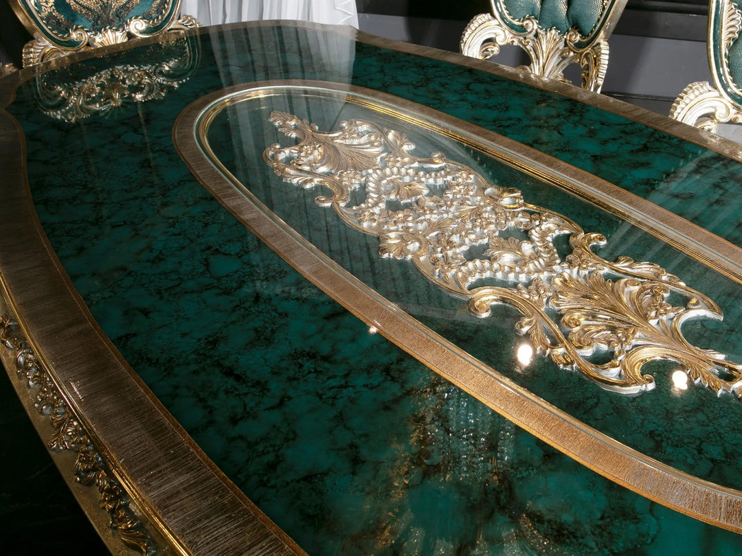 Victorian Style Handcrafted Wooden Dining Table Set – Timeless Elegance