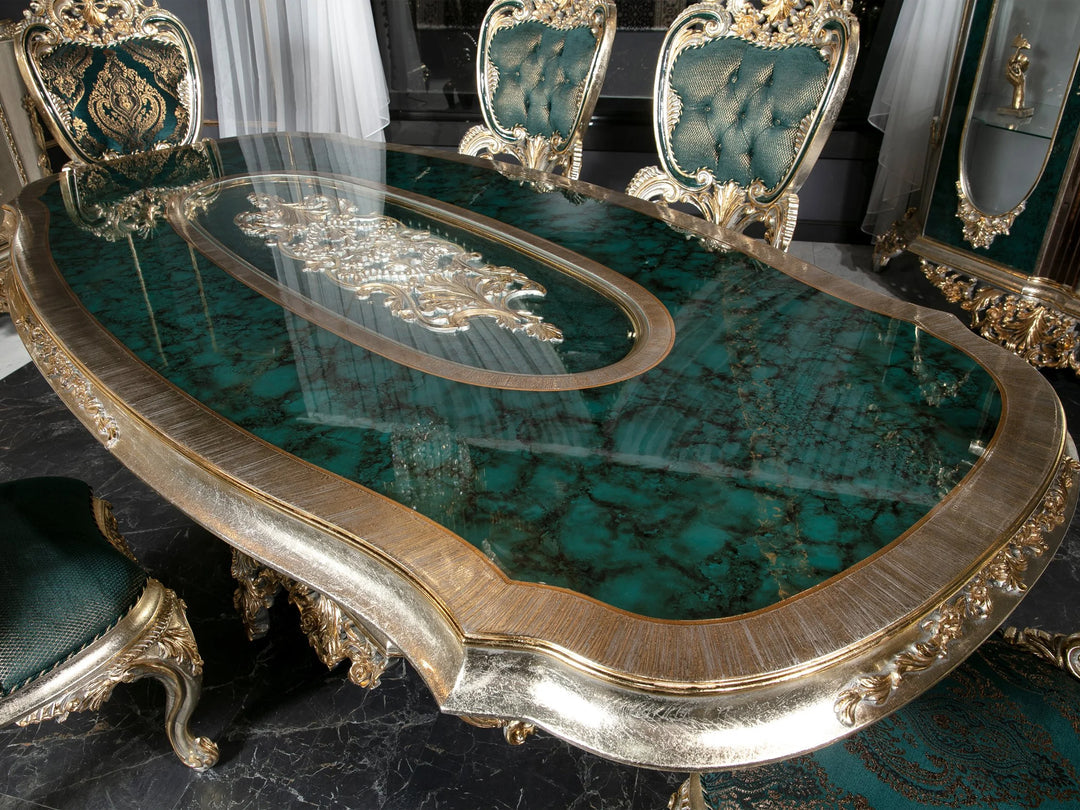 Victorian Style Handcrafted Wooden Dining Table Set – Timeless Elegance