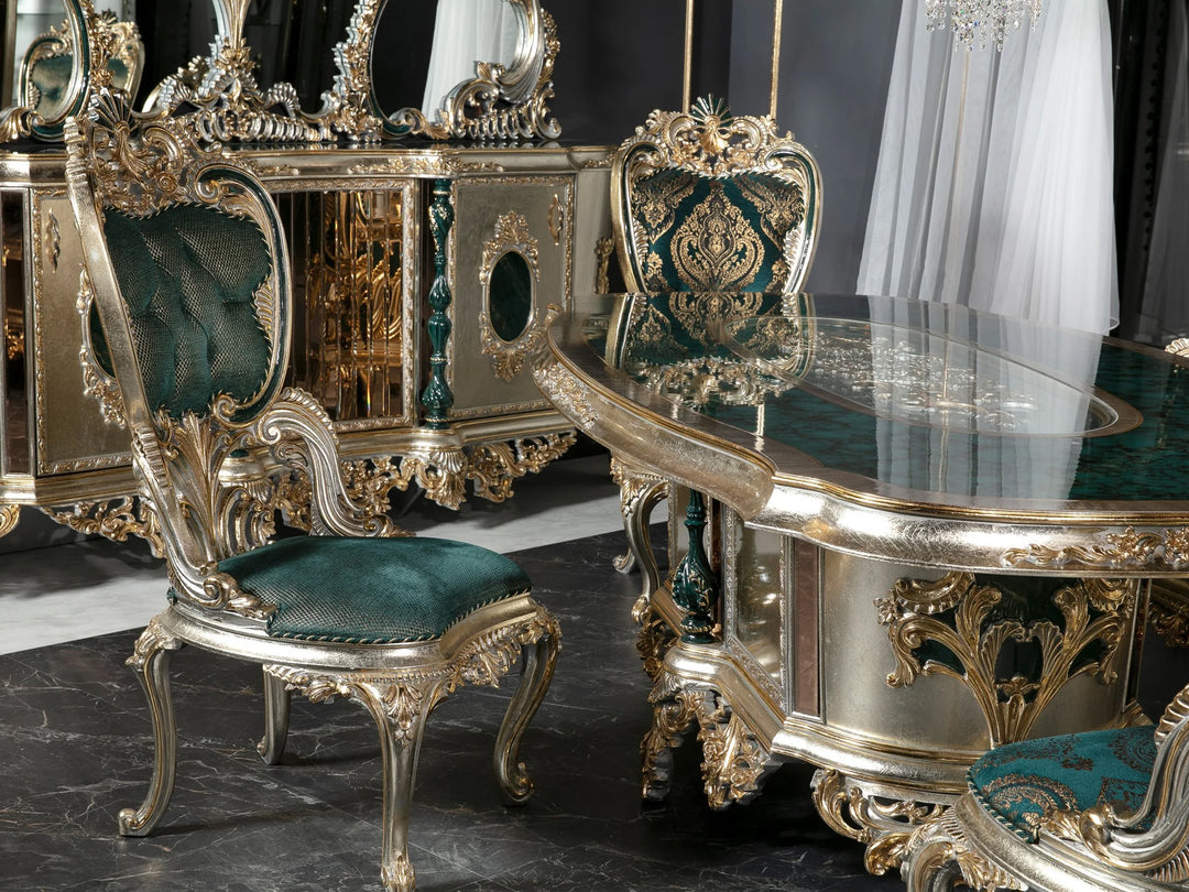 Victorian Style Handcrafted Wooden Dining Table Set – Timeless Elegance