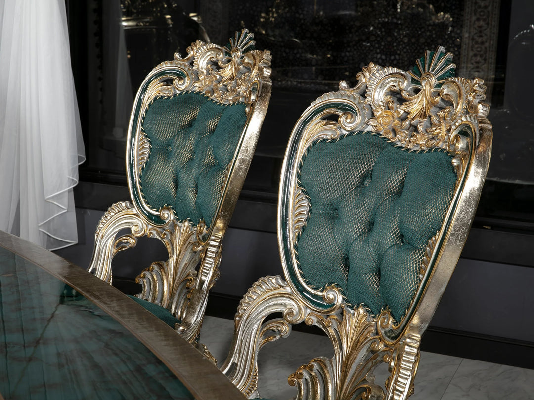 Victorian Style Handcrafted Wooden Dining Table Set – Timeless Elegance