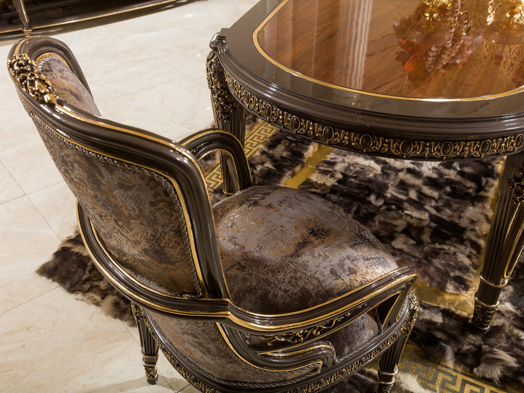 Luxury Hand-Carved Solid Wood Dining Table Set