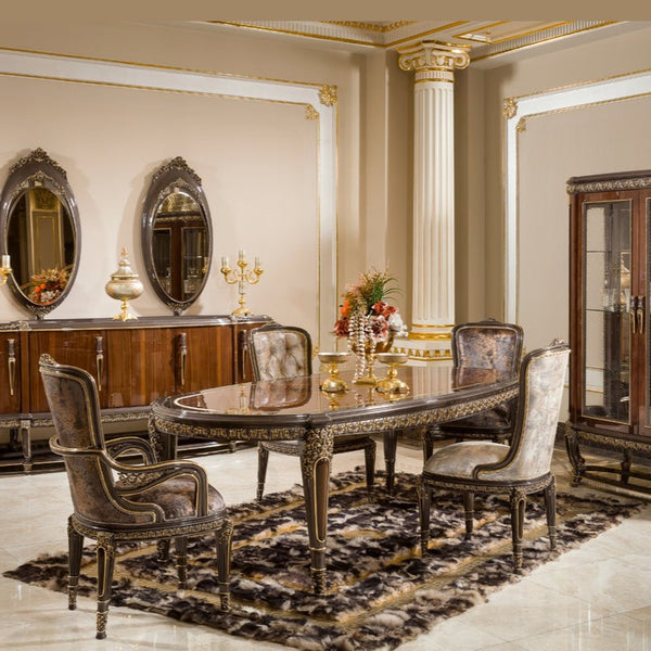 Luxury Hand-Carved Solid Wood Dining Table Set
