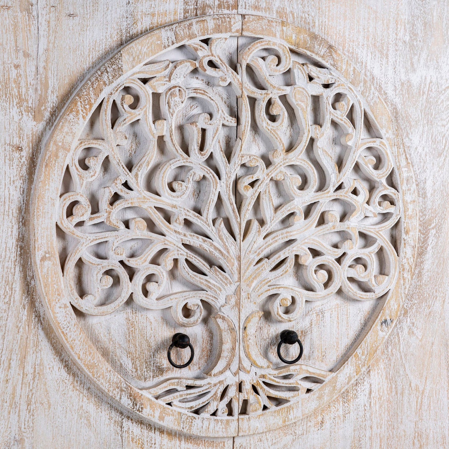 Antique Style Carved Wooden Storage Unit with Solid Frame