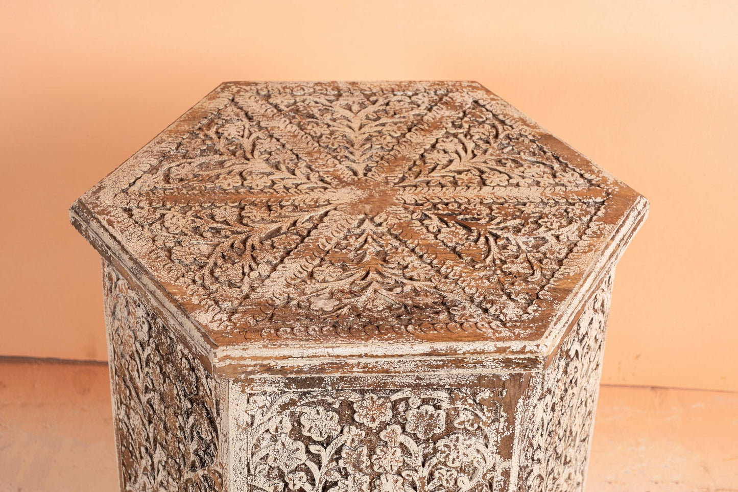 Wooden Center Table with Detailed Carvings