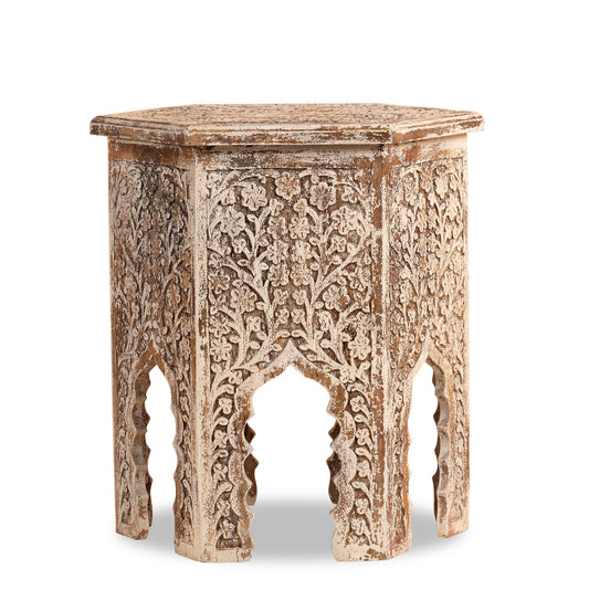 Wooden Center Table with Detailed Carvings