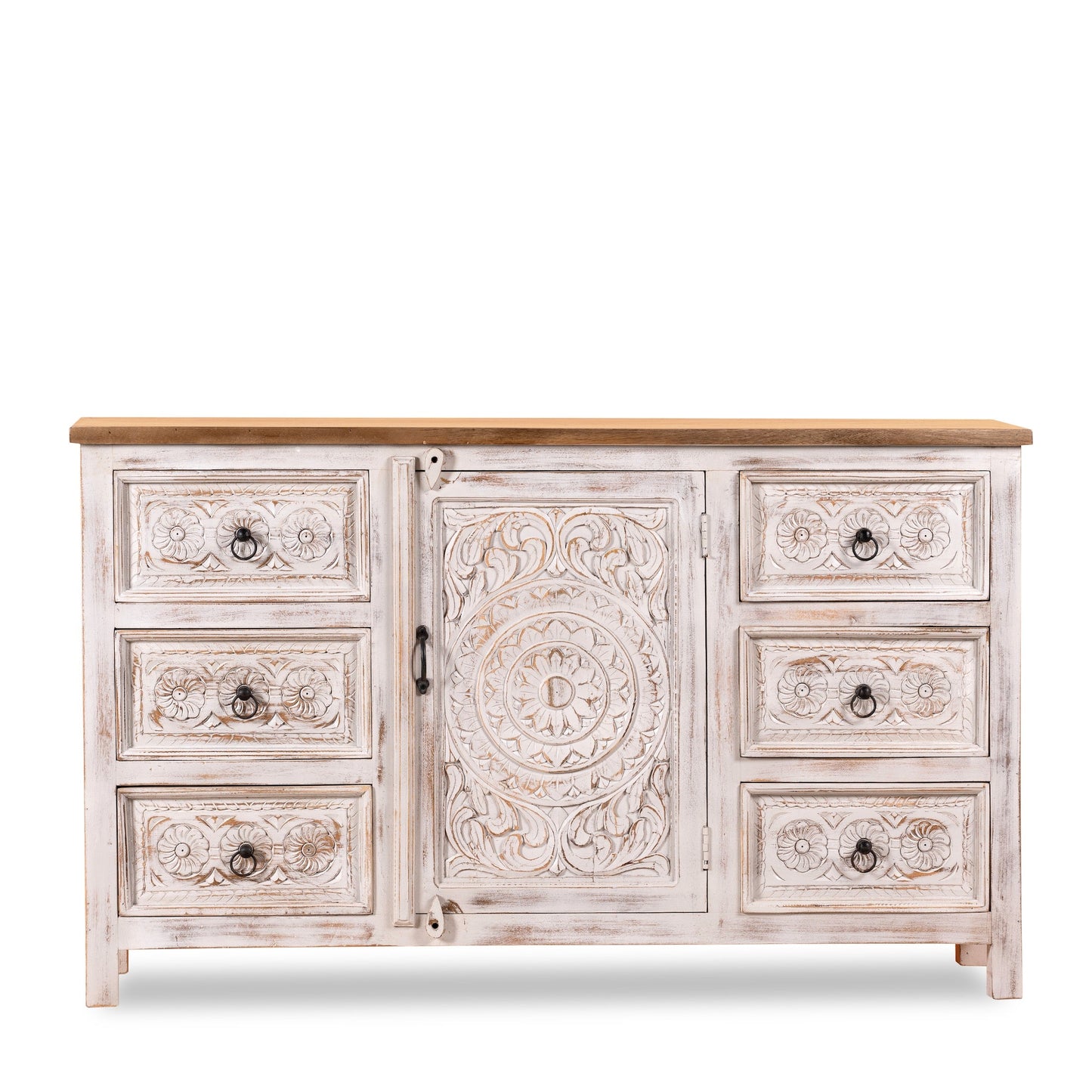 Premium Carved Wooden Storage Cabinet with Decorative Details