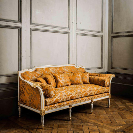 Royal Style 3-Seater Carved Sofa with Ornate Wooden Detailing