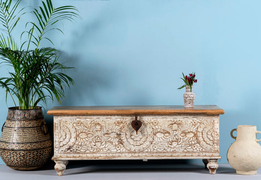 Carved Wooden Coffee Table with Timeless Appeal