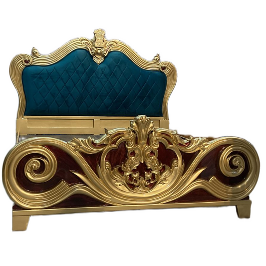 Handcrafted Wooden Carved Bed – Luxury Royal Design