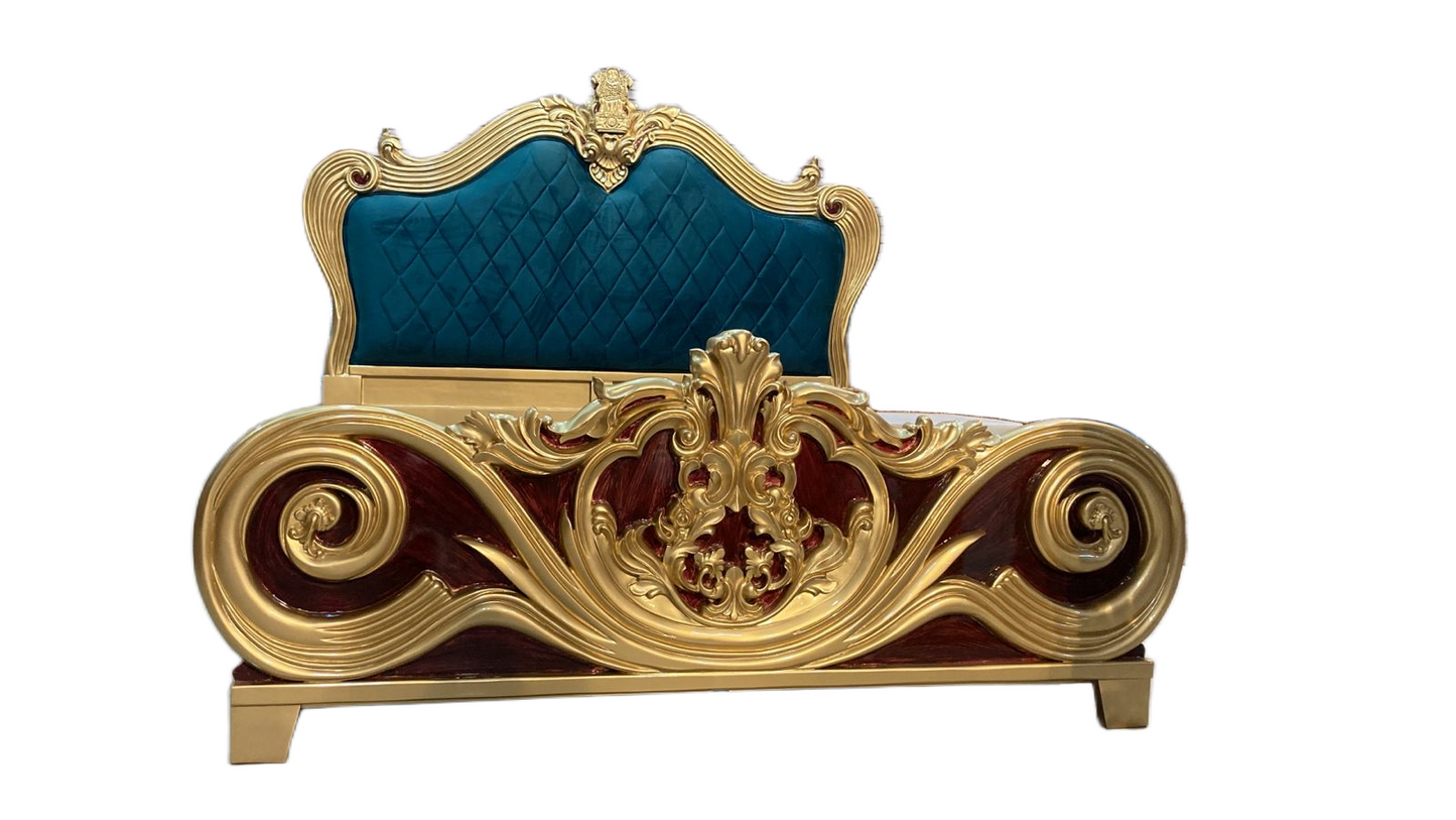 Handcrafted Wooden Carved Bed – Luxury Royal Design