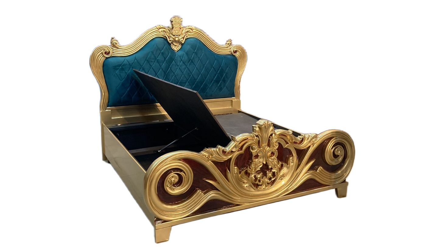 Handcrafted Wooden Carved Bed – Luxury Royal Design