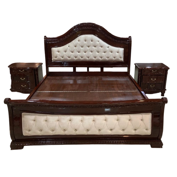 Premium Solid Wood Carved Bed for Bedroom Décor