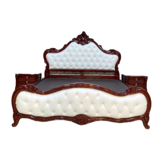 Traditional Hand-Carved Bed with Ornate Detailing